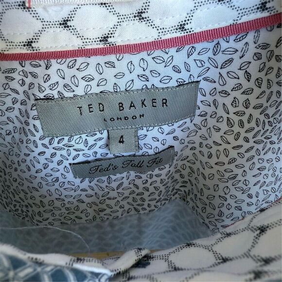 Ted Baker Men's Big & Tall Geometric Blue Short Sleeve Shirt size Large/4 - Picture 5 of 5